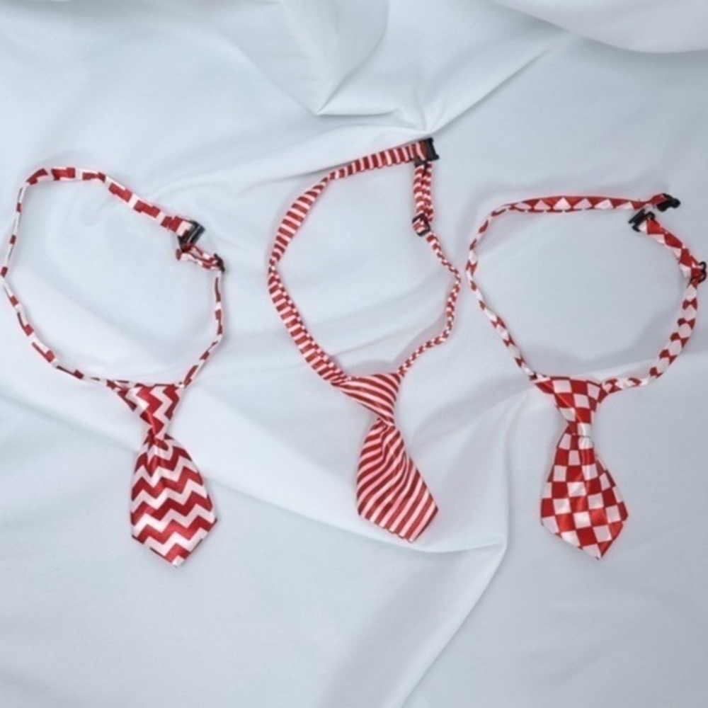 🅽🅴🆆 checkered zig zag stripe red white adjustable dog tie cat pet clothing